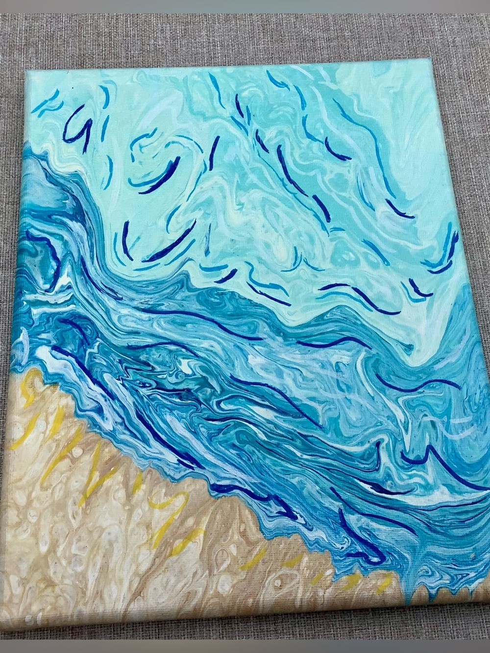 Original Handmade Acrylic Pour Painting- “Calm of the Ocean”